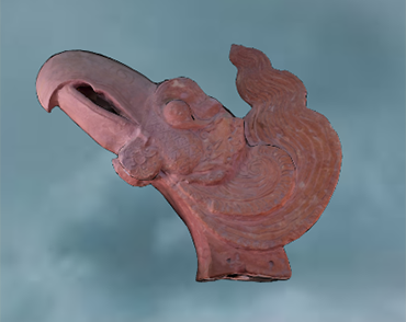 Đầu chim phượng trang trí đỉnh góc mái, đất nung (thời Trần)